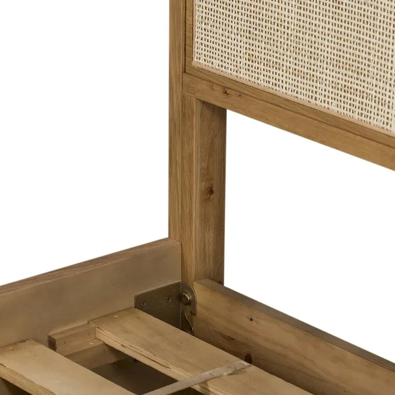 Light Oak Cane Arch Bed Frame