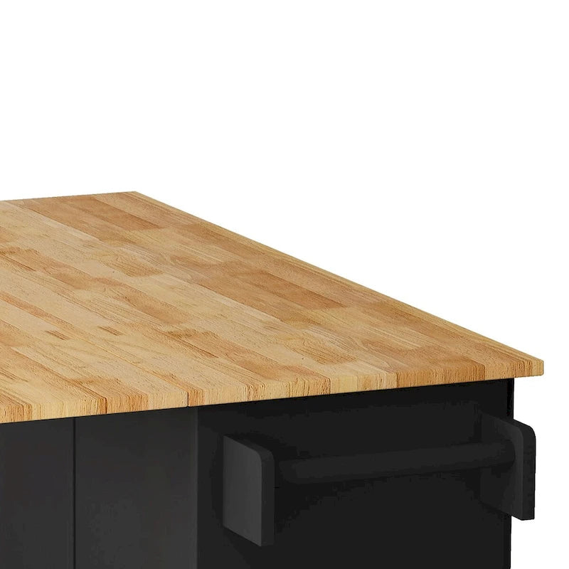 Kitchen Island Cart with 2 Door Cabinet and 3 Drawers