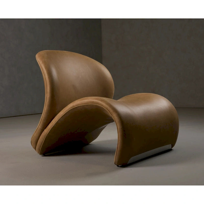 Modern Brown Leather Accent Chair