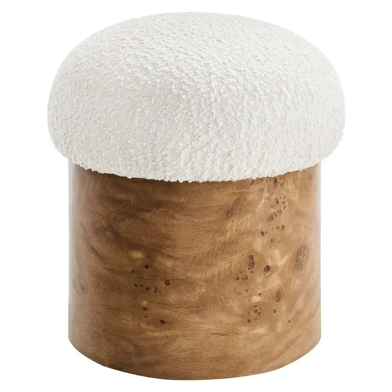 Modern Round Mushroom Boucle Upholstered Ottoman