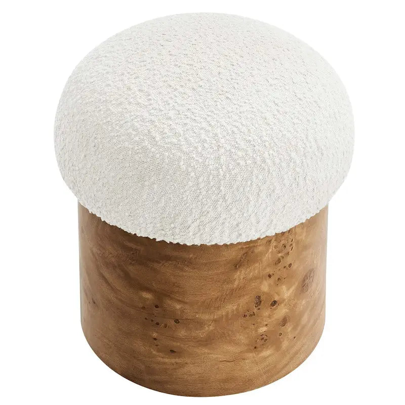 Modern Round Mushroom Boucle Upholstered Ottoman