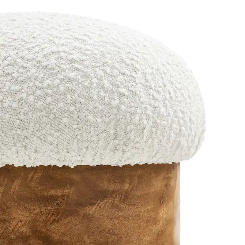 Modern Round Mushroom Boucle Upholstered Ottoman