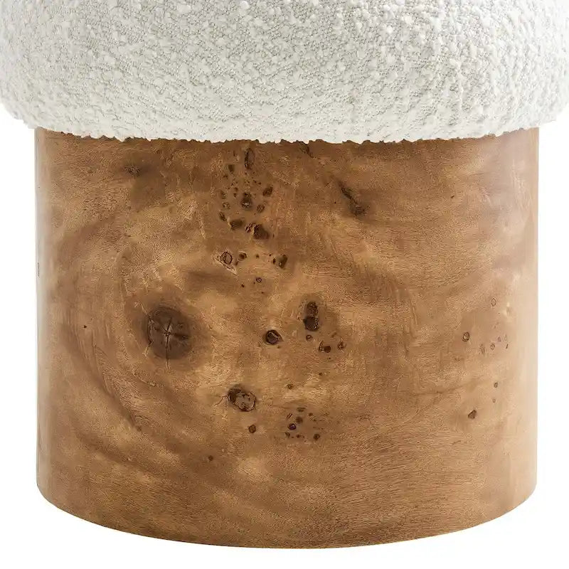 Modern Round Mushroom Boucle Upholstered Ottoman