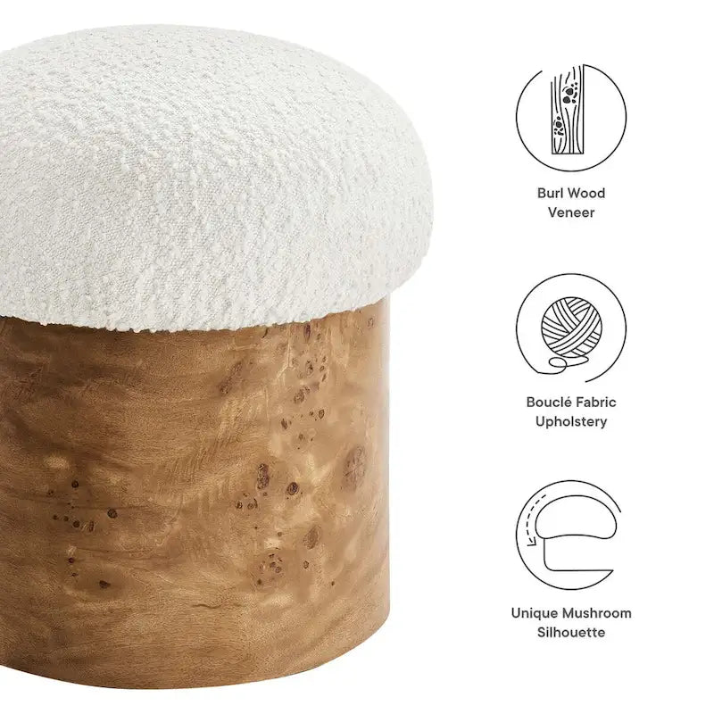 Modern Round Mushroom Boucle Upholstered Ottoman