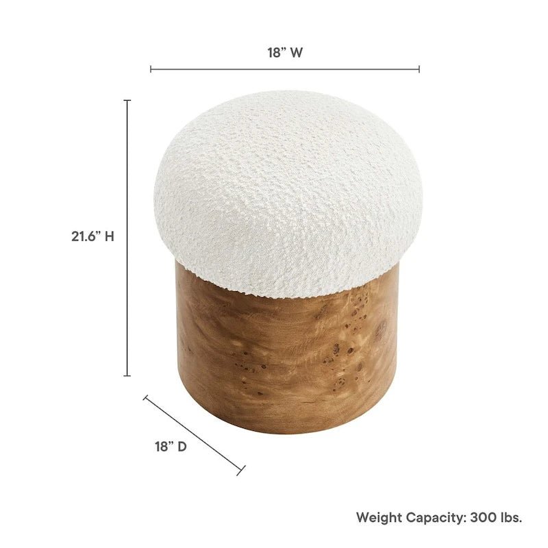 Modern Round Mushroom Boucle Upholstered Ottoman