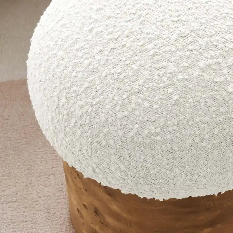 Modern Round Mushroom Boucle Upholstered Ottoman