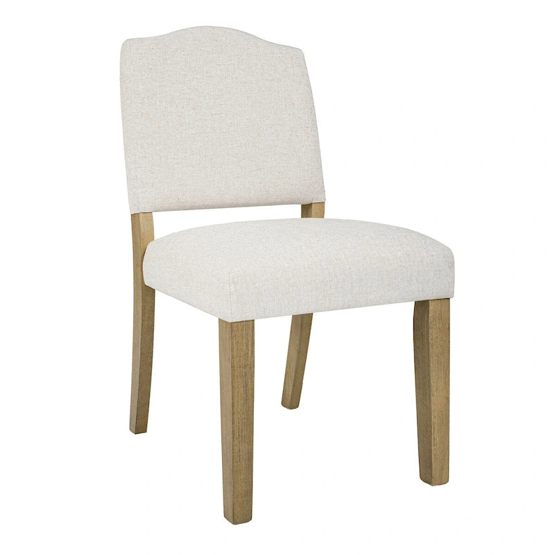 Open Back Upholstered Dining Chair – Cream Textured Woven
