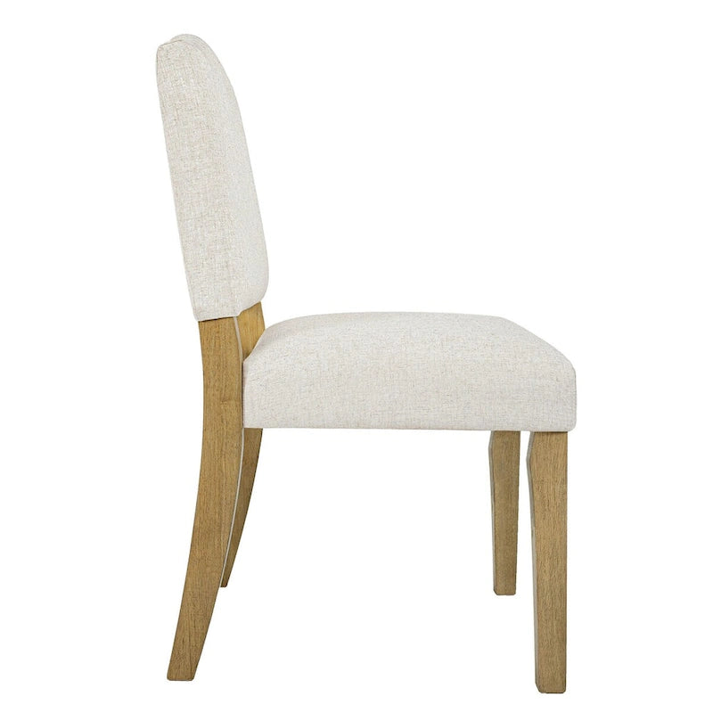 Open Back Upholstered Dining Chair – Cream Textured Woven
