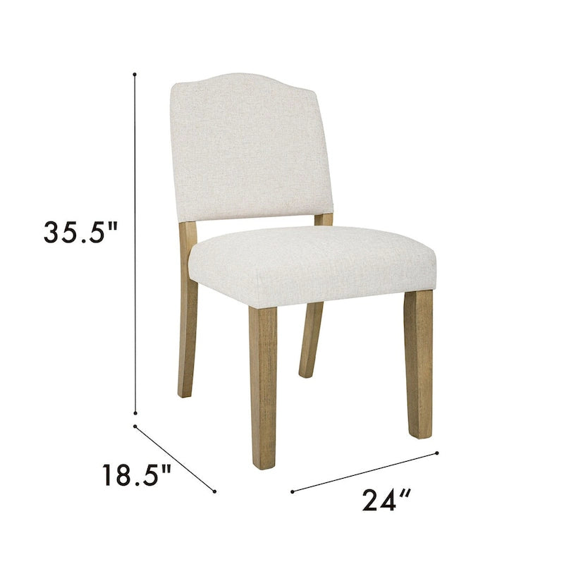 Open Back Upholstered Dining Chair – Cream Textured Woven