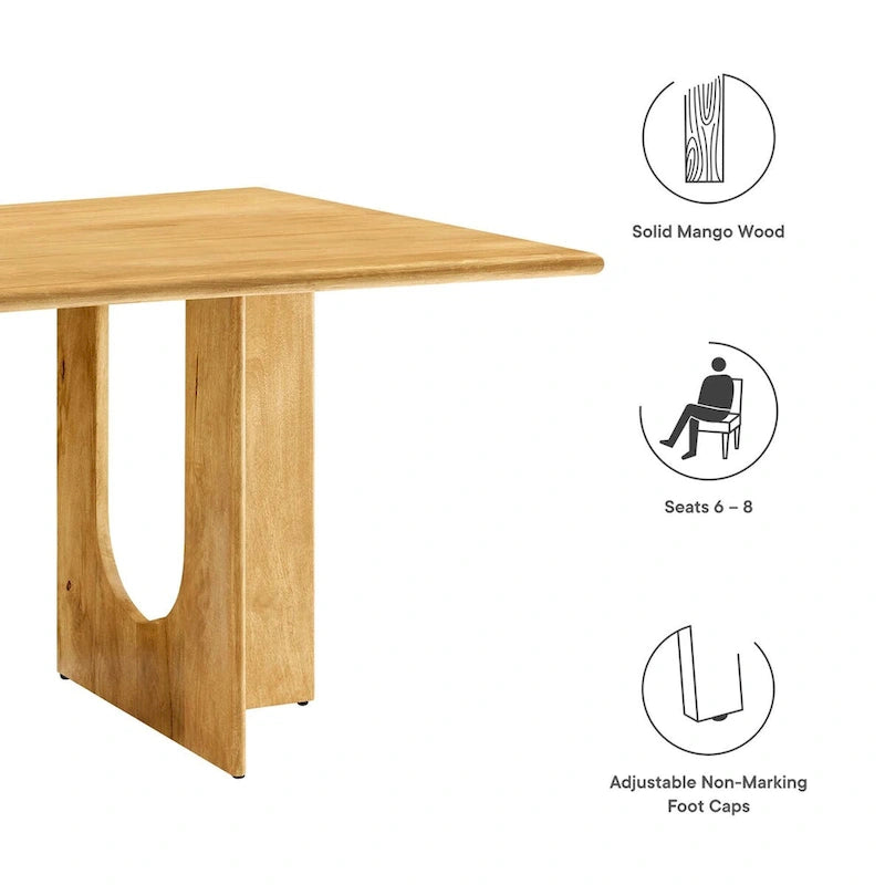 70-Inch Solid Mango Wood Rectangular Dining Table