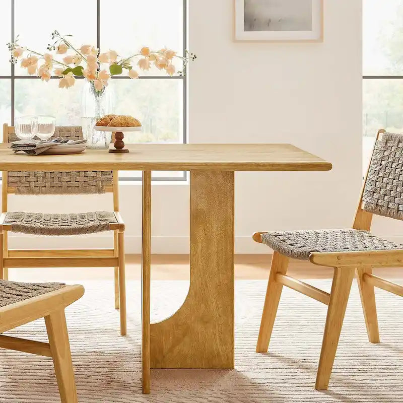 70-Inch Solid Mango Wood Rectangular Dining Table