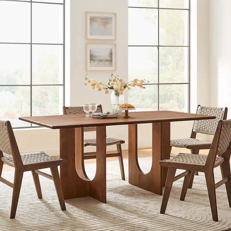 70-Inch Solid Mango Wood Rectangular Dining Table
