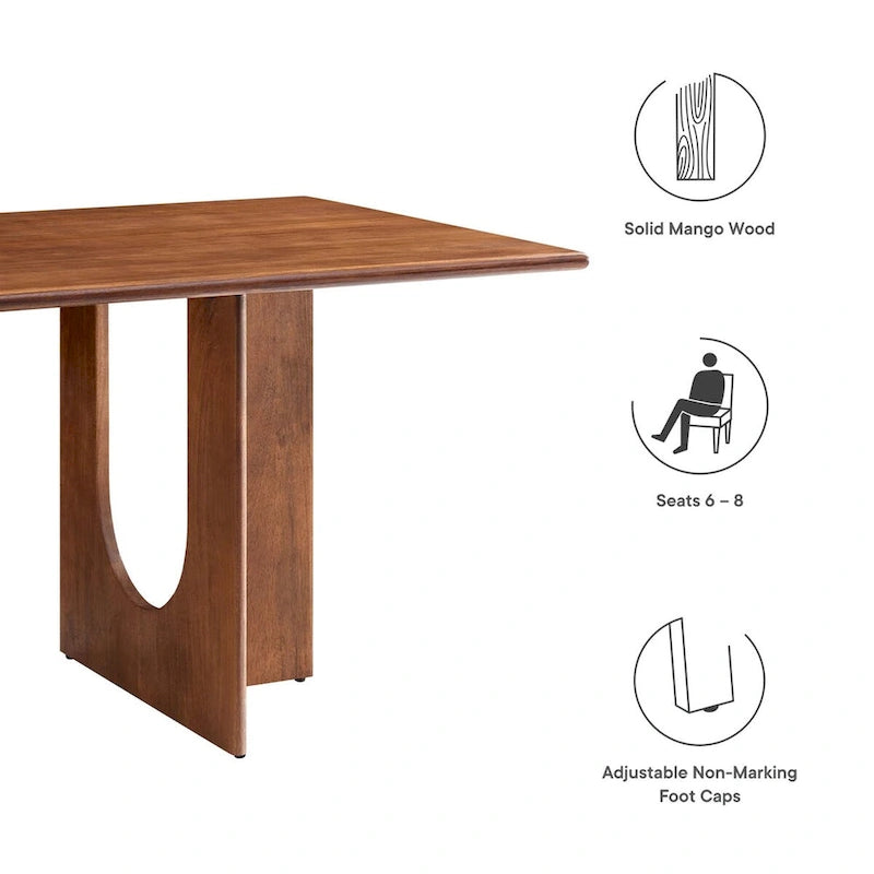 70-Inch Solid Mango Wood Rectangular Dining Table
