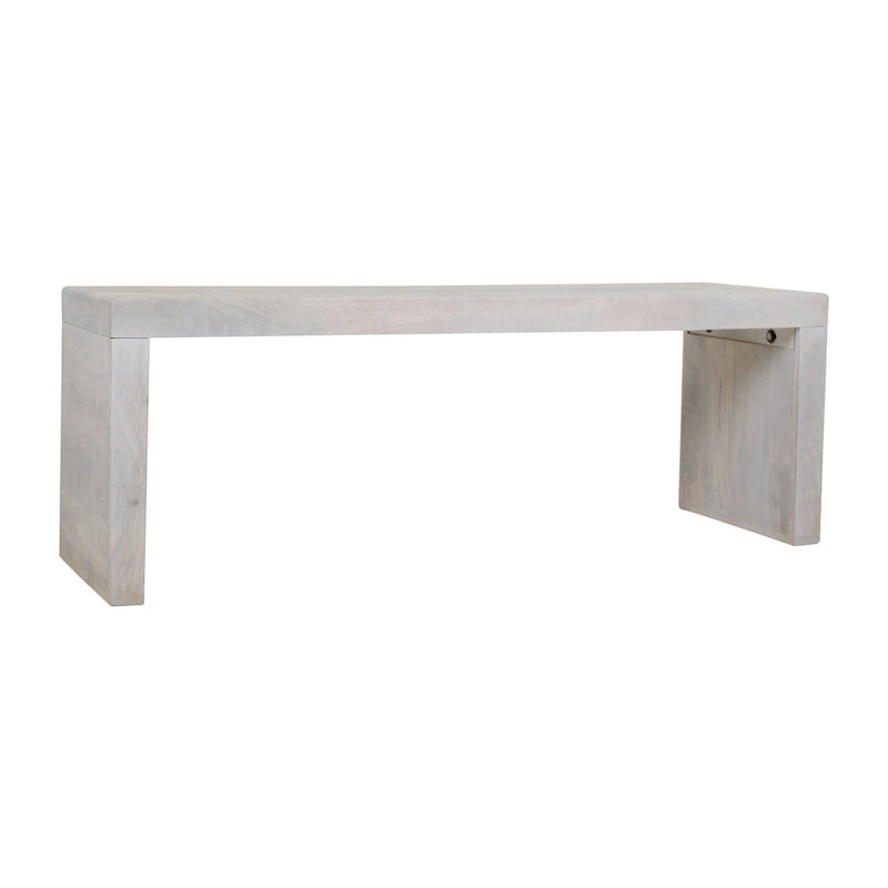 51-Inch Solid Mango Wood Bench in White Sand Finish