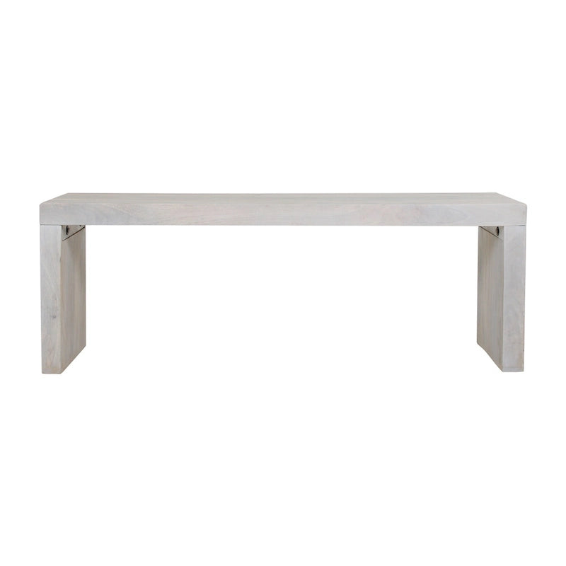 51-Inch Solid Mango Wood Bench in White Sand Finish