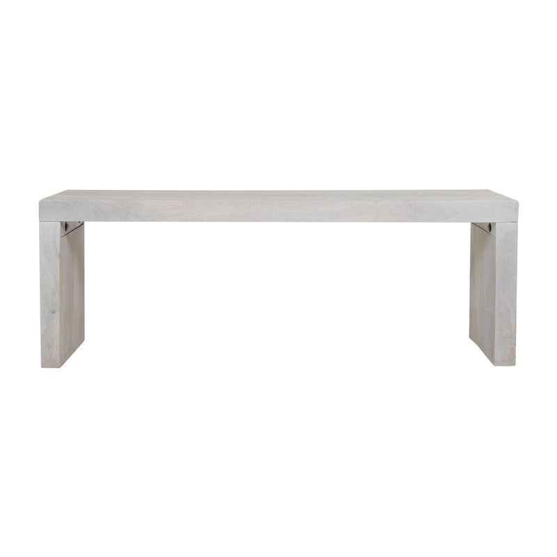 51-Inch Solid Mango Wood Bench in White Sand Finish