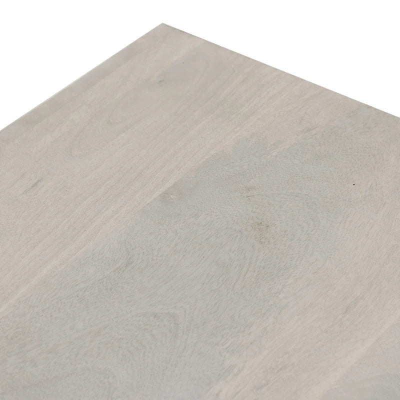 51-Inch Solid Mango Wood Bench in White Sand Finish