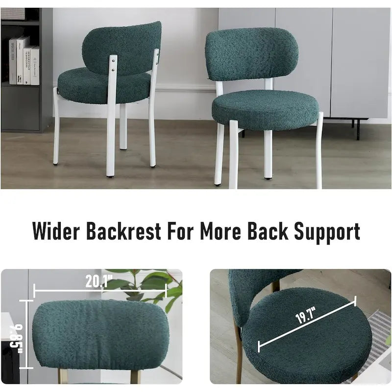 Mid-Century Modern Boucle Dining Chair with White Metal Legs