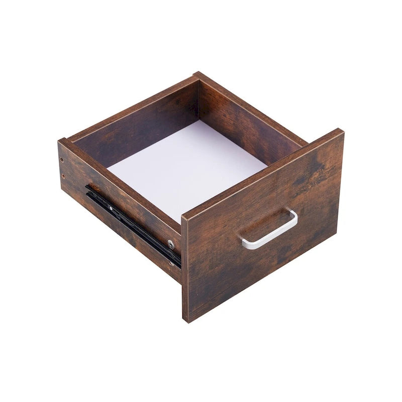 Solid Wood Computer Desk with PC Roller, Storage Shelves, and File Cabinet