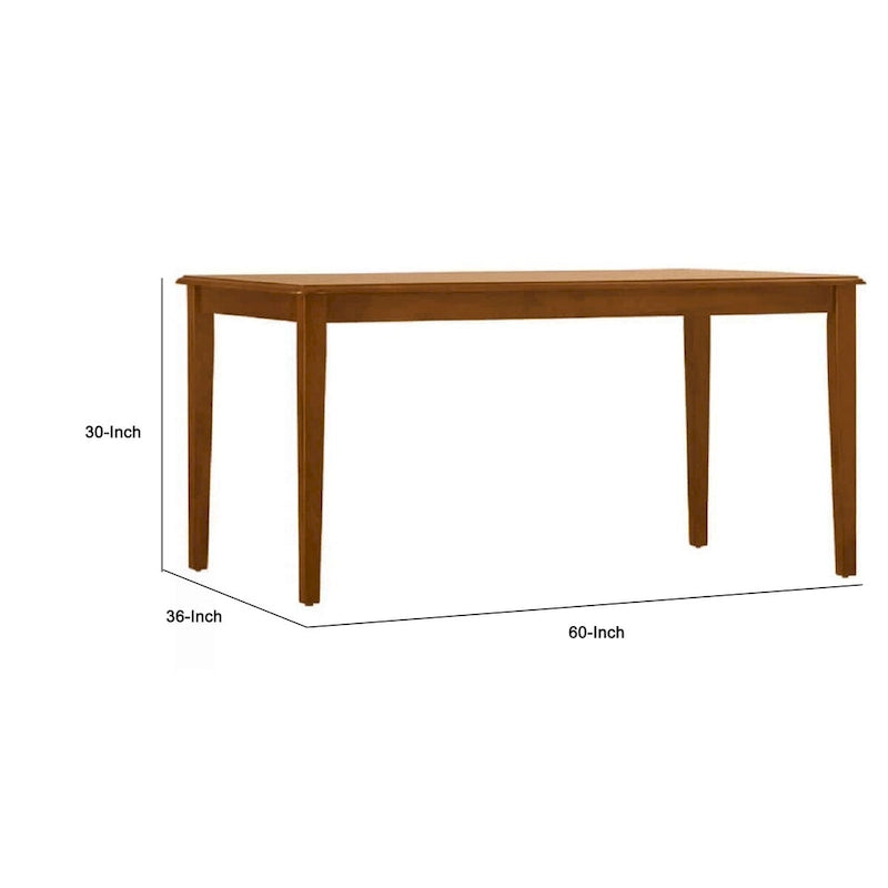 60 Inch Rectangular Dining Table with Tapered Legs - Walnut Brown