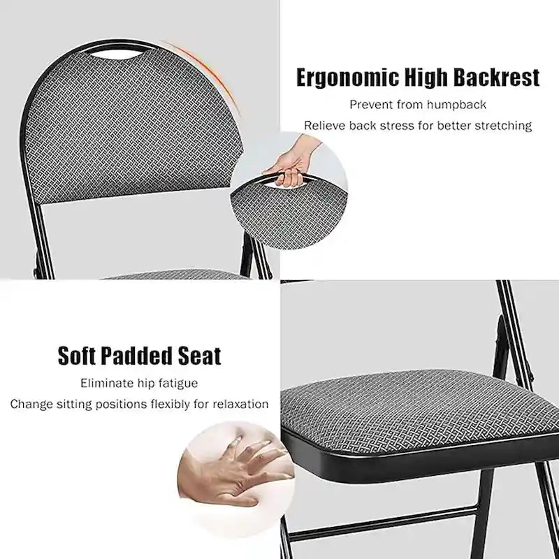 2/4 Pack Folding Chairs Portable Padded Office Kitchen Dining Chairs