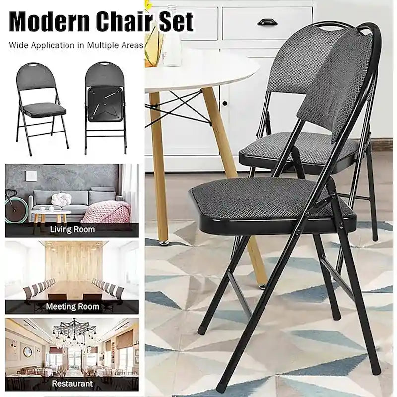 2/4 Pack Folding Chairs Portable Padded Office Kitchen Dining Chairs