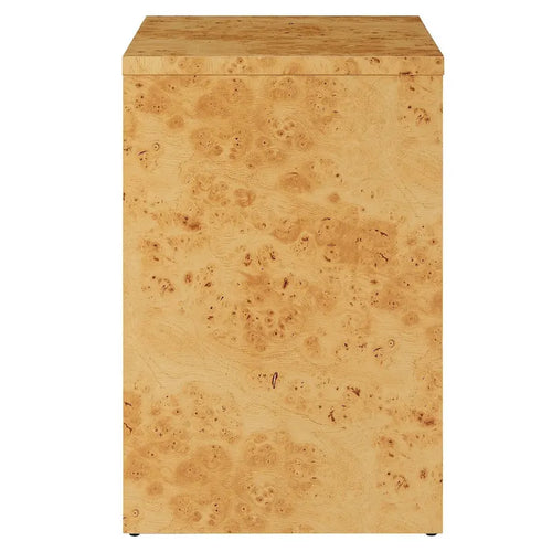 1-Drawer Burl Wood Nightstand With Shelf