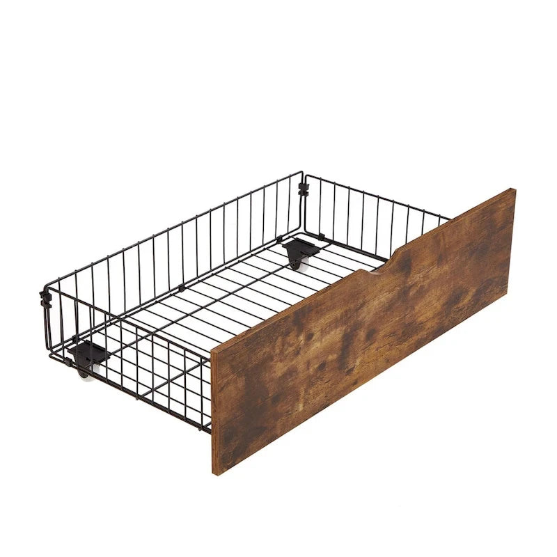 King/Queen/Full Size Metal Platform Bed Frame with Headboard and Footboard with USB, Charging Station, 2 Drawers, LED Lights